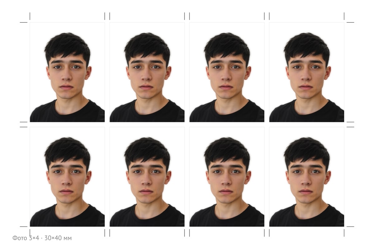 Лист 10×15 с фото 3×4 для печати